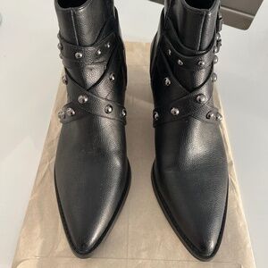 Black block heel boots